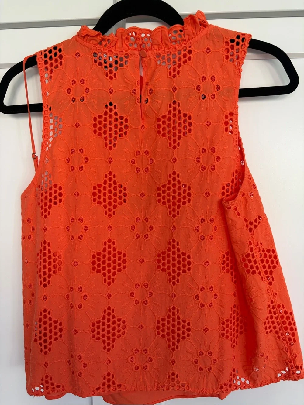 J. Crew Orange Eyelet Lace Sleeveless Shell Top